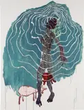 Portia Zvavahera, Arising from the Unknown, 2019, oil-based printing ink and oil bar on canvas