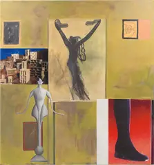 Albert Oehlen, Die Veränderungen, 2005, oil, acrylic and photo-paper collage on canvas