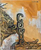 George Condo, Together on the Island, 1984, oil and paper collage on canvas