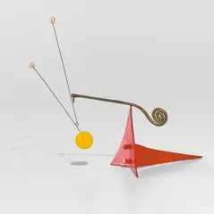 Alexander Calder, Untitled, 1964, sheet metal, brass, wire and paint, in 2 parts