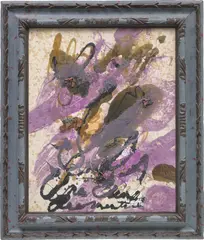 Mi vida es una cumbre de mentiras by Julian Schnabel, 2000, oil, resin, plaster and leather collage on canvas, in artist's frame, sold Oct 2020