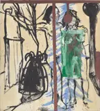 Julian Schnabel, Untitled, 1982, oil and oil stick on stitched canvas