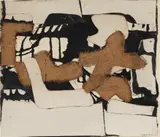 Conrad Marca-Relli, Untitled, 1959, ink on jute and canvas collage on canvas laid on panel