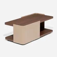 Minotti, Coffee table, leather, elm