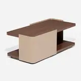 Minotti, Coffee table, leather, elm