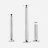 Eichholtz, Chapman candleholders, three works, nickel-plated aluminum, glass