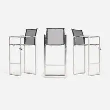 Kris Van Puyvelde, Ninix NNX 43 bar stools, set of three, brushed stainless steel, polyester resin, plastic