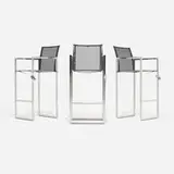 Kris Van Puyvelde, Ninix NNX 43 bar stools, set of three, brushed stainless steel, polyester resin, plastic