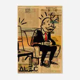 Alec Monopoly, Untitled, 2012, acrylic, spray paint, newsprint collage and resin on canvas