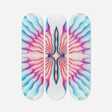 Judy Chicago, Butterfly skate decks (set of three), 2018, transfer-printed plywood