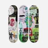 In Italian skate decks (set of three) by Jean-Michel Basquiat X The Skateroom, 2022, transfer-printed plywood, sold Jul 2025