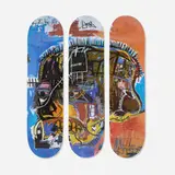 Skull skate decks (set of three) by Jean-Michel Basquiat X The Skateroom, 2014, transfer-printed plywood, sold Jul 2025