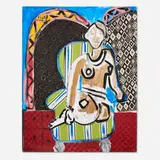 Domingo Zapata, Untitled (from the A Nod to Matisse series), c. 2017, oil and textile collage on canvas
