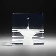 Steven Weinberg, Cube, 2009, cast and polished optical glass with controlled air bubbles