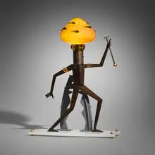 Dan Dailey, The Leader lamp, 1994, hand-blown glass, bronze, gold-plated bronze, enameled metal, Vitrolite