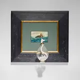 Pike Powers, Victor, 1999, hand-blown glass, oil on wood board, iron, wood frame