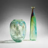 Mark Peiser, Early vases, set of two, hand-blown and internally decorated glass
