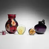 Collection of five works by Isgard Moje Wohlgemuth, Charles Lotton, Sylvia Vigiletti, and William Bernstein, 1970 - 1981, hand-blown glass, sold Jan 2026