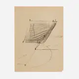 David Rabinowitch, Studies far Box Trough Assemblages O (Recto and Verso), graphite on newsprint