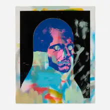 Michael Reeder, Deadman Legion, Graff I, 2022, screenprint in colors with acrylic on paper