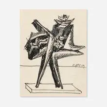 Seymour Lipton, Study for Herald, 1959, crayon on paper
