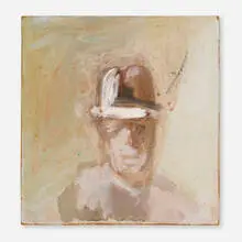 James Witkin, Untitled (Man in Hat), oil on board