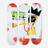 Jean-Michel Basquiat, Trumpet skate decks (set of three), 2019, transfer printed maple