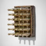 Donald Lipski, Spilt Milk No. 98, 2008, wood, glass, milk-like emulsion, vinyl and dimes