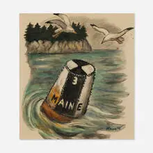 Waldo Peirce, Untitled (Maine), 1946, mixed media on paper