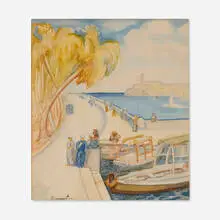 Domingo Ravenet Esquerdo, Port in Havana, 1942, watercolor on paper