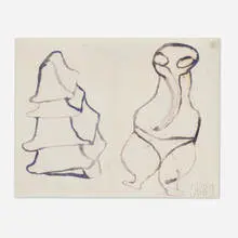 Donald Baechler, Untitled (Tree & Trunked Creature in Undies), 1989, graphite and ink on tissue paper collage