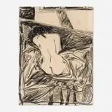 William Brice, Figure, 1963, charcoal on paper