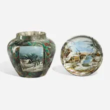 Cincinnati Limoges, Tabletop accessories, set of two, c. 1880, glazed earthenware