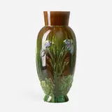 Large vase with irises and water lilies by Christopher Dresser for Linthorpe Pottery, sold Jun 2024