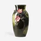 Thomas J. Wheatley for Wheatley Pottery, Barbotine floor vase with modeled rose canes