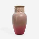 Large and Rare Carved Mat vase with camels by attribution for Rookwood Pottery William E. Hentschel, 1913, glazed earthenware, sold Jun 2024