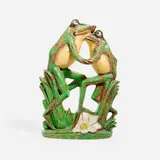 Weller Pottery, Fine and Rare Coppertone Dancing Frog figurine, c. 1920, glazed earthenware