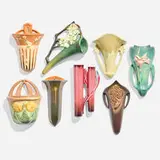Roseville Pottery, Collection of eight wall pockets