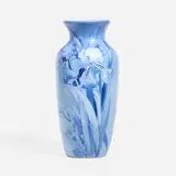 Large Hudson vase with irises for KKT by Hester Pillsbury for Weller Pottery, 1928, glazed earthenware, sold Jun 2024