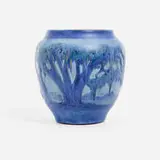Anna Frances Simpson for Newcomb College Pottery, Scenic vase with live oaks, Spanish moss, and full moon