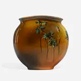 Standard Glaze pillow vase with cornflowers by Sallie Toohey for Rookwood Pottery, sold Jun 2024
