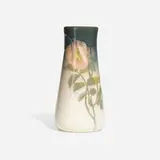 Irene Bishop for Rookwood Pottery, White Iris Glaze vase with wild roses
