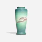 Vellum vase with swimming fish by Edward T. Hurley for Rookwood Pottery, sold Jun 2024