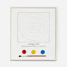 Target from Technics and Creativity by Jasper Johns, 1971, offset lithograph in colors, collage, book, plastic, sold Mar 2024