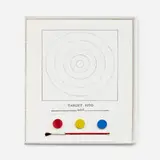 Jasper Johns, Target from Technics and Creativity, 1971, offset lithograph in colors, collage, book, plastic