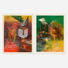 Roberto Sebastian Matta, Two works from the Une saison en enfer portfolio, 1978-1980, aquatint in colors