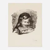 Claude Renoir, la tête baissée (from the L'Album des douze lithographies originales de Pierre-Auguste Renoir portfolio) by Pierre-Auguste Renoir, lithograph, sold Mar 2024