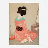 Hakuhō Hirano, Kagami no mae (Before the Mirror), 1932, woodblock in colors