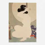 Hakuhō Hirano, Yu-agari (After a Bath), 1932, woodblock in colors embellished with metallic pigments