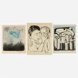Ben Shahn, Three works from the Rilke portfolio, 1968, lithograph in colors; lithograph